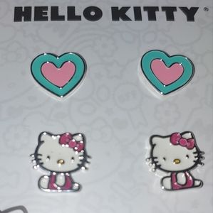 2 Pk Hello Kitty Stud Earrings Set.